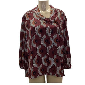 By Design Plus Size Tie Neck Smocked Shoulder Top. New With Tags